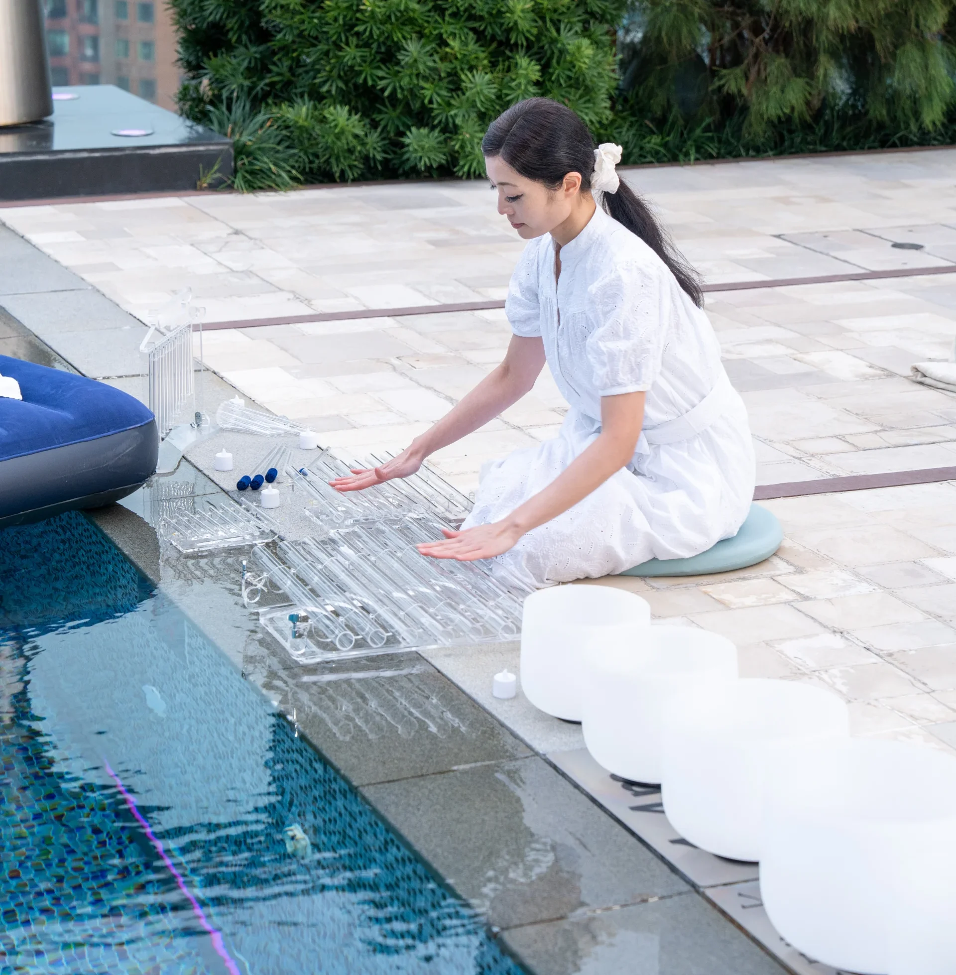 An event of a floating sound bath, invited by BORGHESE skincare